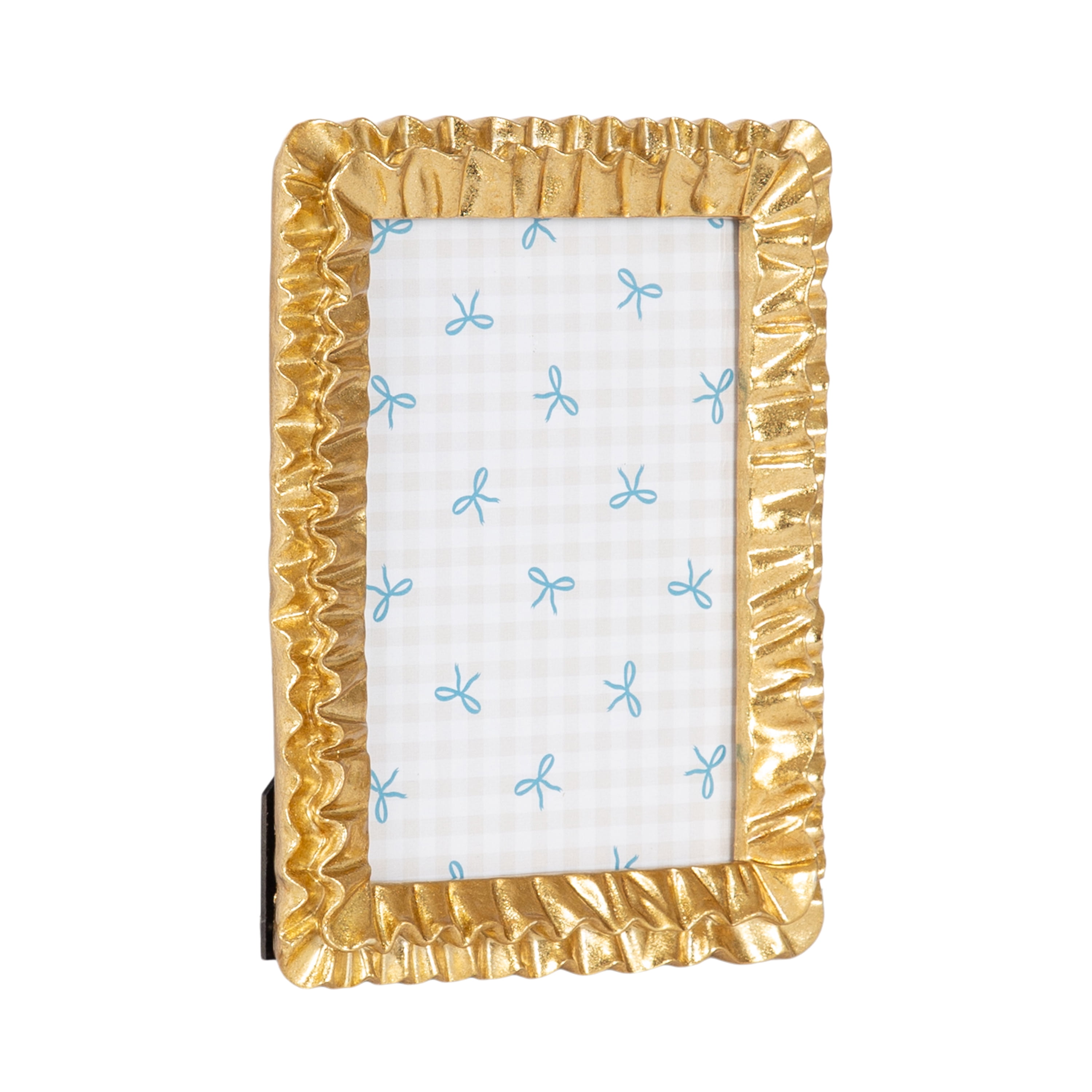 DesignOvation – 5x7 Picture Frame – Scalloped Gold Tabletop Photo Frame