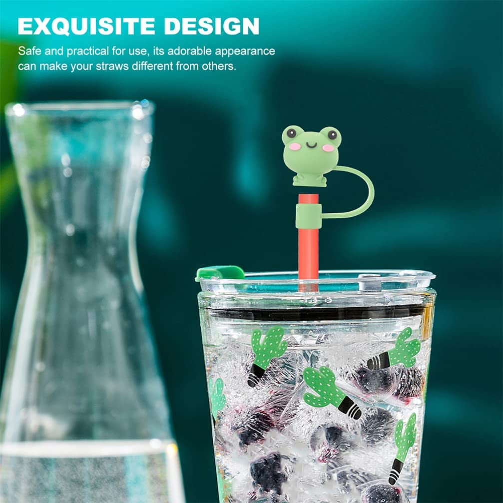 GLEAVI 8pcs Animals Straw Tips Cover Reusable Cute Frog Straw Toppers Straw  Cover Plugs for Drinking Straws Party Straw Caps Decoration