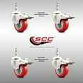 thumbnail image 2 of 3 Inch 316SS Red Polyurethane Wheel Swivel 3/8 Inch Stem Caster Set Lock Brake, 2 of 2