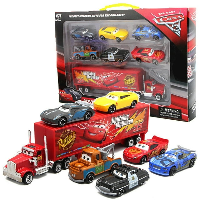 Kit de coches de juguete Pixar Cars Lightning Mcqueen, 7 piezas