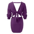 thumbnail image 2 of CAICJ98 Long Sweater Dress For Women Womens Turtleneck Long Sleeve Elasticity Cable Knit Pullover Sweaters Jumper Purple,S, 2 of 5