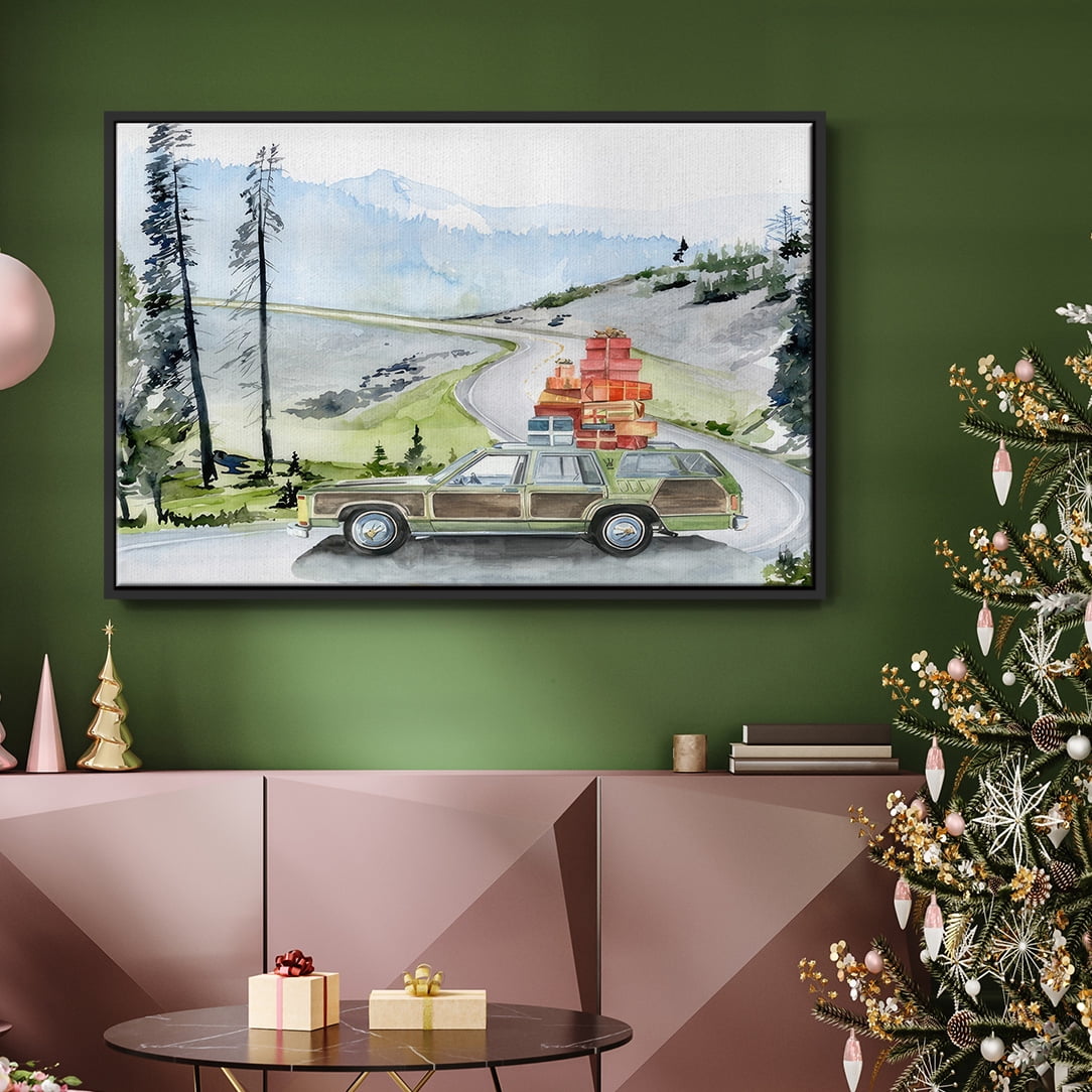 Holiday Vacation II - Framed Gallery Wrapped Holiday Canvas - 27 x 41 - Black Frame