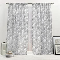 Nicole Miller New York Dara Light Filtering, Semi Sheer Rod Pocket Curtain Panels, 54"x84", Grey, Set of 2