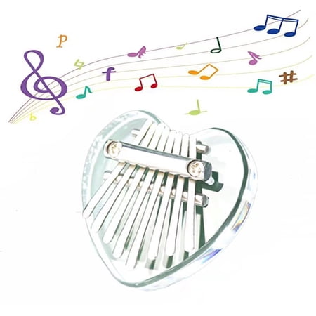 Mini 8 keys Kalimba Thumb Piano, Portable Marimba Music Thumb Piano, Birthday Childrens Day Valentines Gift for Kids Adults Beginners White, Heart