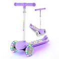 thumbnail image 1 of Scooter TONBUX para niños, inclinación para dirigir, 3 ruedas, ajustable, morado, 1 of 8