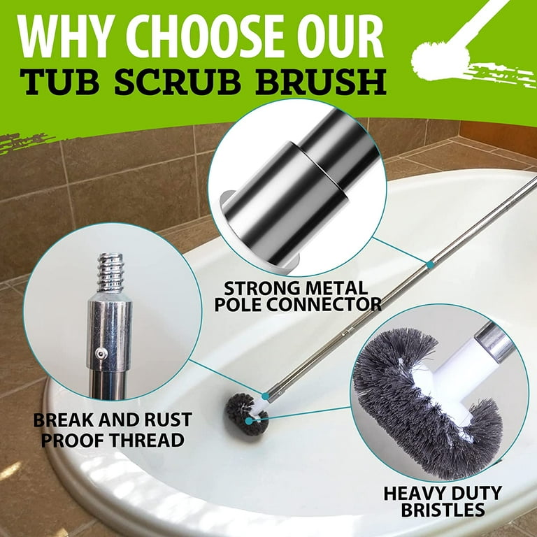 Shower Cleaning Brush, Globalstore 2 in 1 Scrub Brush Shower Scrubber for  Cleaning, 37” Scrubbing Brush Bathtub Scrubber for Shower Floor Bathroom