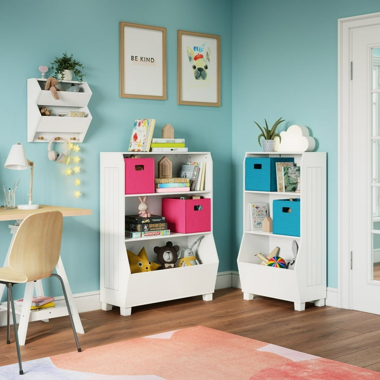 Free Shipping RiverRidge Kids Catch All Wall Bookshelf with 2 Toy Storage Cubbies and 3 Wooden Hooks for Playroom Nursery and Reading Nook White Walmart
