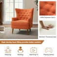 thumbnail image 4 of Wingback Accent Chair, Tina's Home Upholstered Button Tufted Armchair Nailhead Trim Wood Leg Orange, 4 of 7