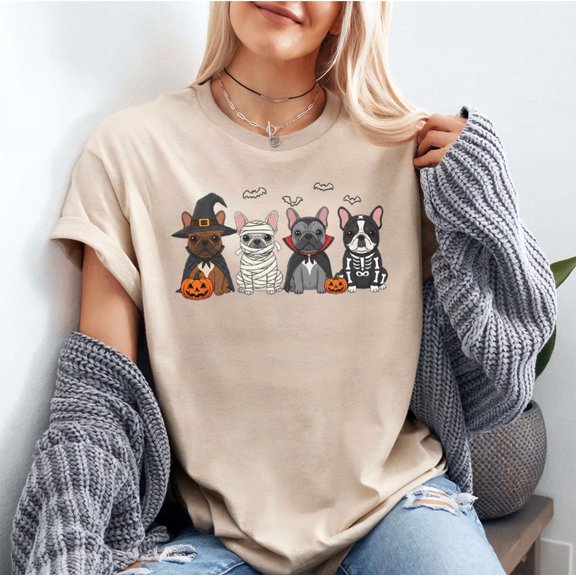 Mummy French Bulldog Halloween French Bulldog Witch Dog Mom T-Shirt, Multicolors, Size S-5XL