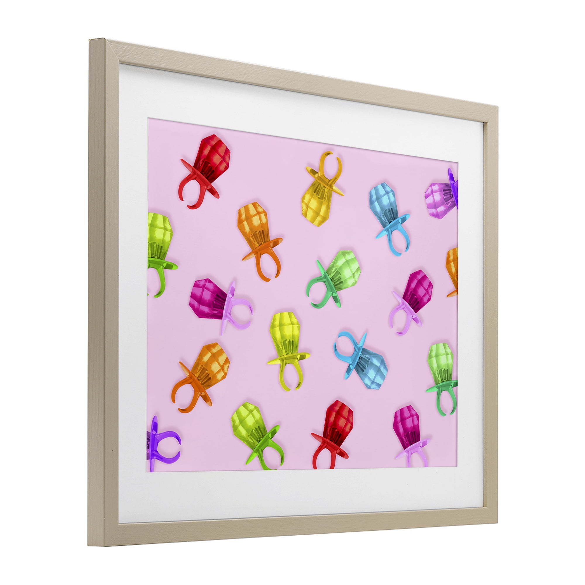 Stupell Industries Candy Gem Ring Party Pattern Birch Framed Print Under Glass, design by LISH Creative