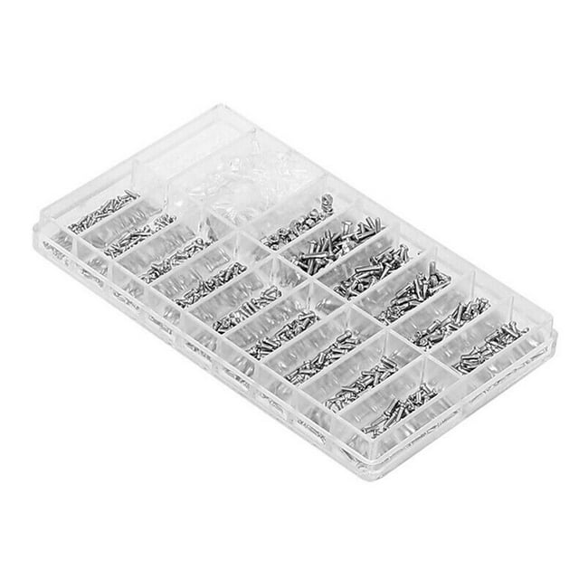 Riwcyla Eyeglasses Repairing Kit Set Assorted Storage Box Design 1000PCS Screws and Pads for Watch Spectacle Eyewear Repairing Portable