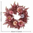thumbnail image 6 of 17.7 Inch Artificial Pumpkin Maple Leaves Fall Wreath with Peony Red Thanksgiving Floral Wreaths for Front Door Autumn Holiday Hanging Decorations for Wall Window Porch Indoor Outdoor Home Decor, 6 of 6