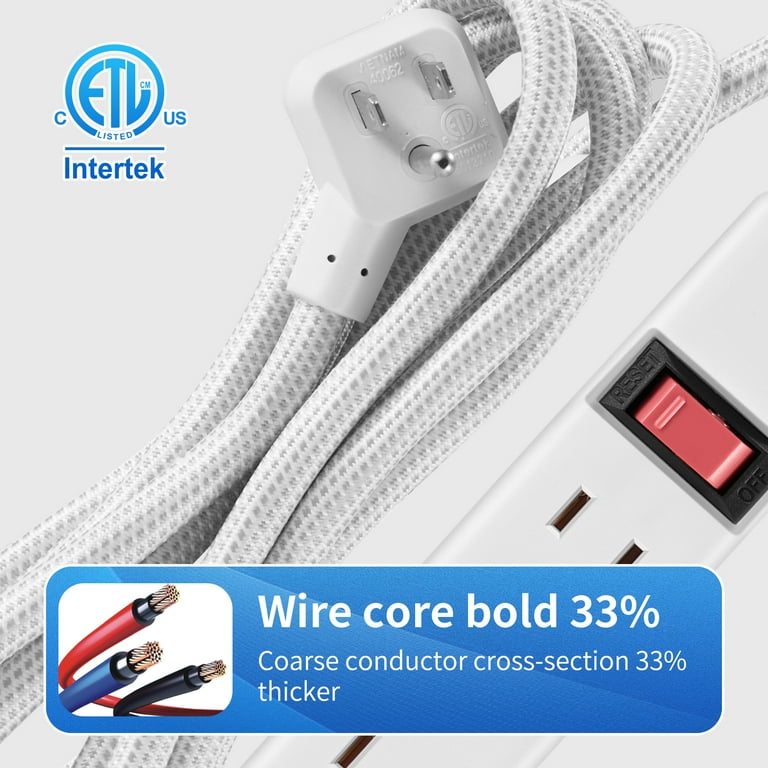 【STRONG】STRONG 006 THERMAL (WHITE) Hyper Tough Indoor 6-Outlet Power Strip with 8ft Braided