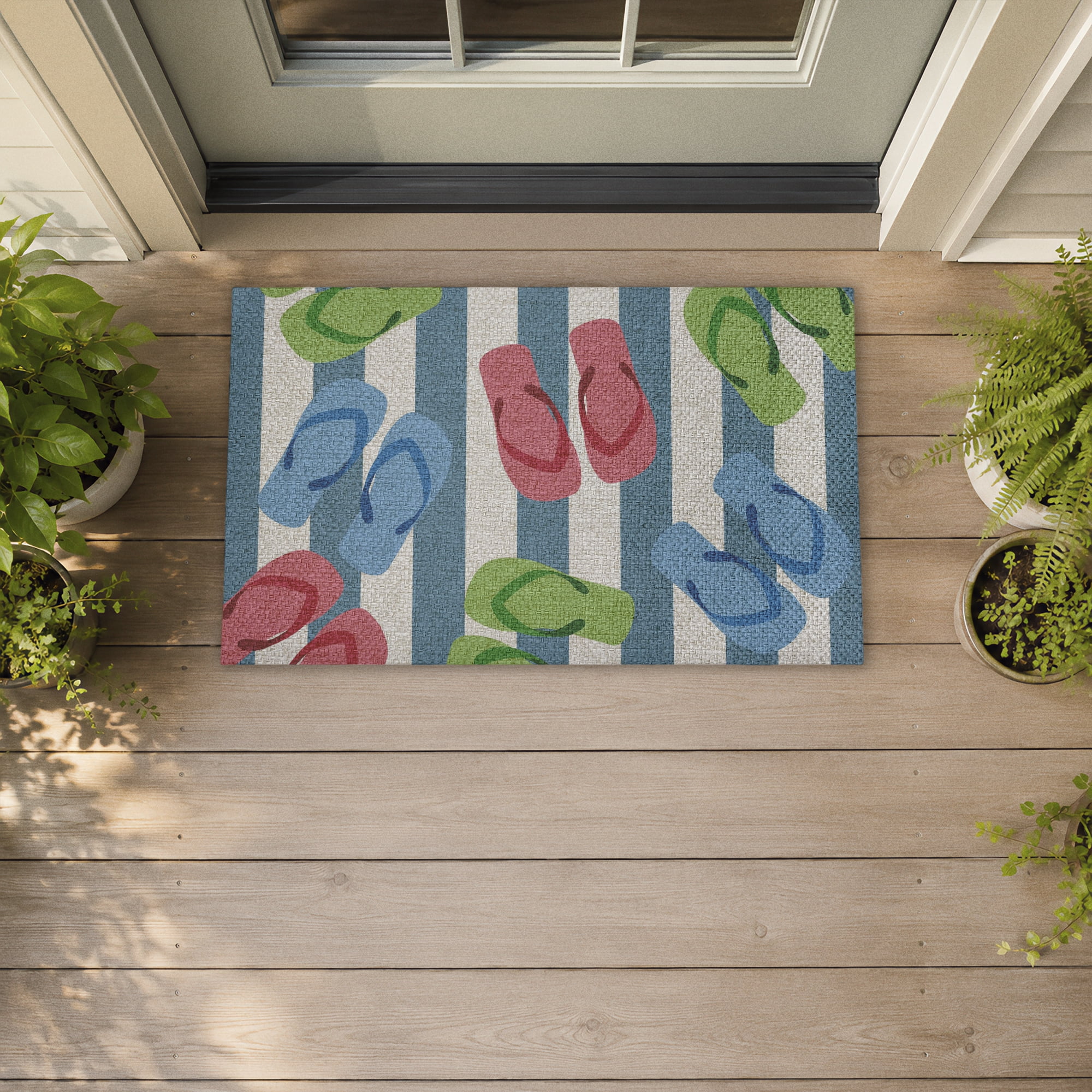 Stupell Industries Striped Flip Flop Design Floor Mat