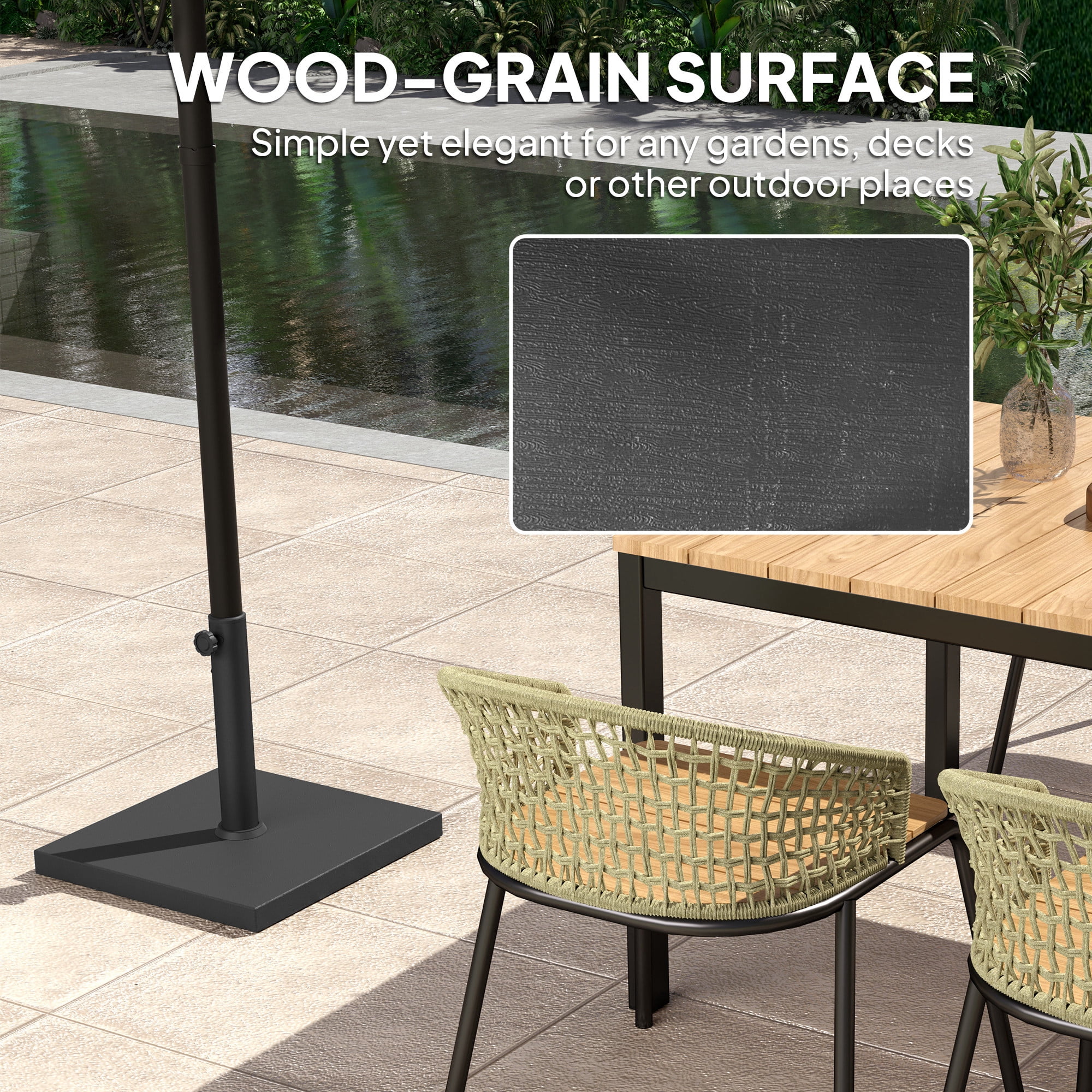 Outsunny Patio Umbrella Base, 40 lbs Concrete Heavy Duty Umbrella Base Patio Umbrella Holder for 1.5"/1.9" Umbrella Poles, Black