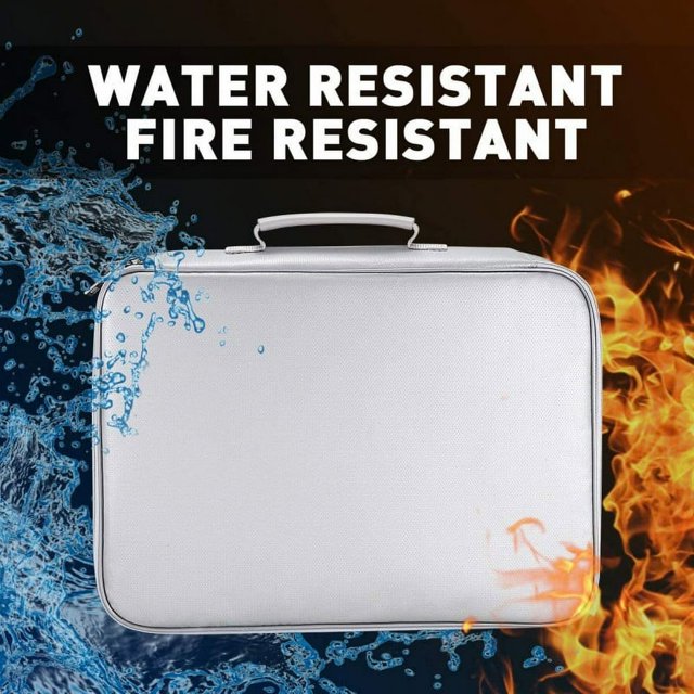 Fireproof Money Safe Document Bag 14” x 11” Silicone Coated Fire Resistant Waterproof Money Bag Safe Storage for Money Documents Jewelry and Passport