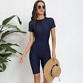 thumbnail image 5 of SWSMCLT Women's Rash Guard One Piece Swimsuit Beach Spring Bathing Suit Short Sleeve High Neck Short Diving Navy 8-10, 5 of 5