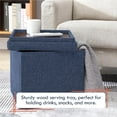 thumbnail image 2 of YYEAN Square Storage Ottoman Linen Foldable Tufted Cube Storage Ottoman Foot Rest Stool/Seat with Table Top Lid, Coffee Table Ottoman - 15" x 15" x 15" -Linen Navy Blue, 2 of 9