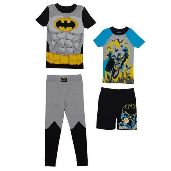 DC Comics Batman 4 PC Short Sleeve Tight Fit Cotton Pajama Set Boy Size 5