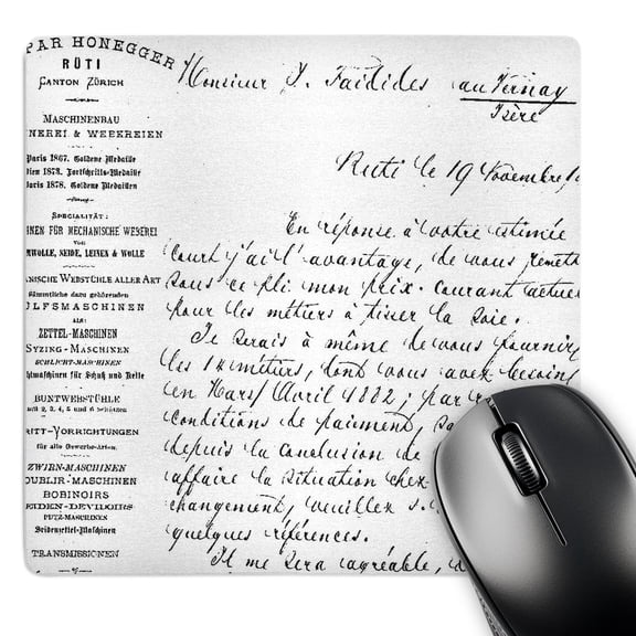 3dRose, Black and white french script vintage art, MousePad