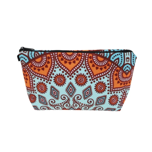 Unique Bargains 1 Pc Flower Printed Makeup Bag for Vacation Business Travel Green Polyester