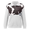 thumbnail image 3 of Women's Sweatshirt Cow Pocket Long Sleeve Zipper Collar Pullover Sweatshirt Tops, 3 of 6