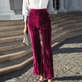 thumbnail image 4 of Sngxgn Woman Pants Women Casual Pants Solid Drawstring Elastic Waist Long Straight Pants(Red,M), 4 of 7