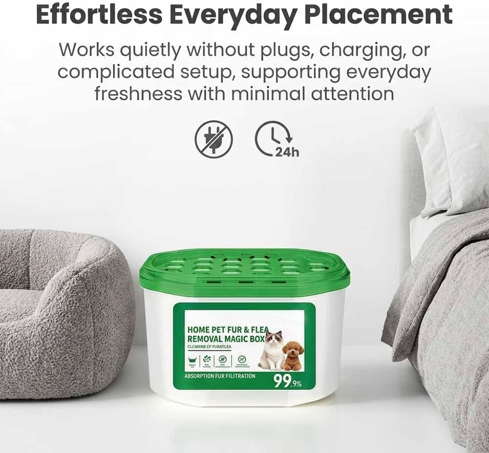 Home Pet Fur & Odor Removal Magic Box, 400ML Large Capacity Portable Air Purifier Box, Automatic Air Cleaner & Dust Collector for Home Bedroom Living Room Pet Areas (2PCS)