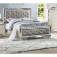 thumbnail image 6 of Contemporary Bedroom Furniture Cal King Size Bed 2x Nightstand 3pcs Set Upholstered Tufted Headboard FB Silver Mirrored Accent, 6 of 6