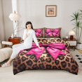 thumbnail image 4 of Castle Fairy Dreamy Ribbon Bowtie Twin Comforter Sets,Vintage Leopard Print Bedding Set, 4 of 8