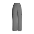 thumbnail image 4 of ClodeEU Womens High Waisted Straight Leg Cargo Pant,Lounge Trendy Relaxed Fit Sweat Pants Gray,Womens Plus XXL, 4 of 8