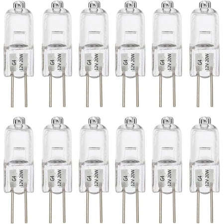 

12 Pack Halogen G4 T3 12-Volt 20-watt Bi-pin Base Light Bulb for Landscape Lighting/ Accent Lights Under Cabinet Puck Light Chandeliers Track Lighting Warm White / Dimmable