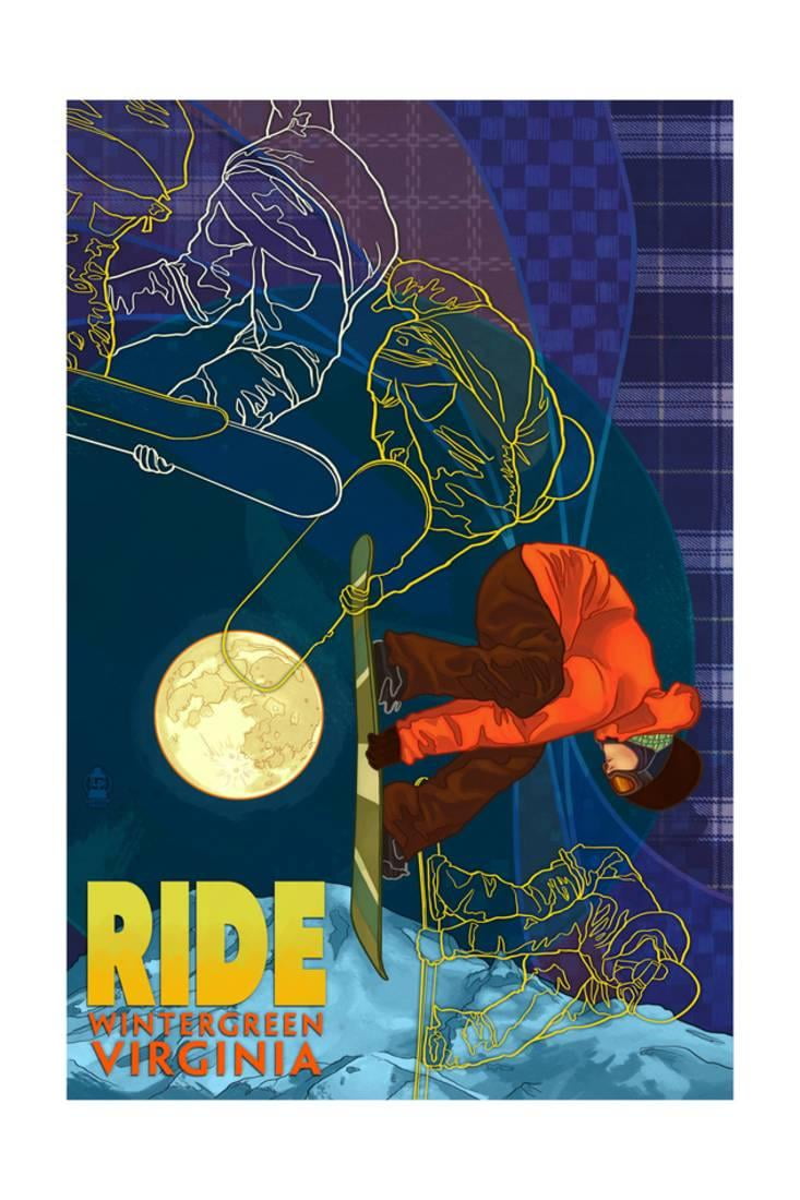 Wintergreen, Virginia Snowboard Timelapse Print By Lantern Press by Art.com