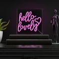 thumbnail image 3 of Hello Lovely 10" Square Contemporary Glam Acrylic Box USB Operated LED Neon Light, Pink, 3 of 7