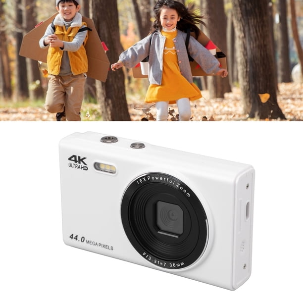 Cámara Digital 4K para adolescentes, Punto de 44mp y Cámara de Disparo Con Zoom de 16x, de Cámara Pequeña Para Familiares y Amigos, USB 2.0, Batería de 1200 Mah, Cámara de
