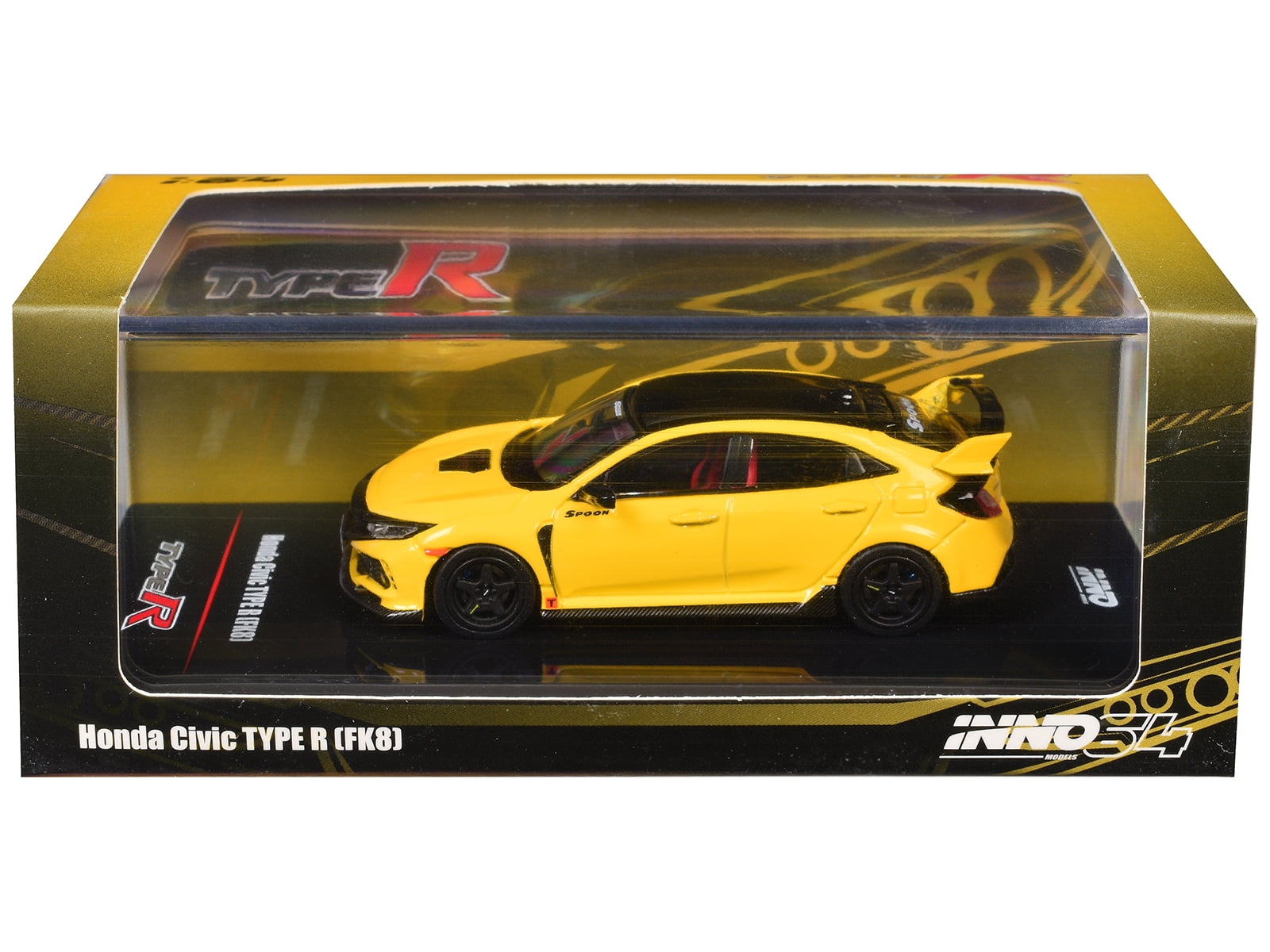 Honda Civic Type R (FK8) RHD (Right Hand Drive) Yellow with Black Top 1/64 Diecast Model Car by Inno Models