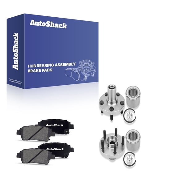 AutoShack Front Ceramic Brake Pads Wheel Hub Bearing Assemblies without ABS | Replacement for 2000 Toyota Celica | 6-PC