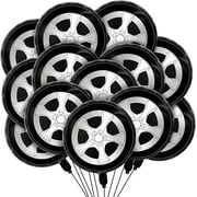 XD2-12 Pcs Wheel Balloons 18 Inch Race Car Tire Balloons Race Car Theme Party Decorations Birthday Party Supplies Gender Reveal Decorations for Men Wedding*2