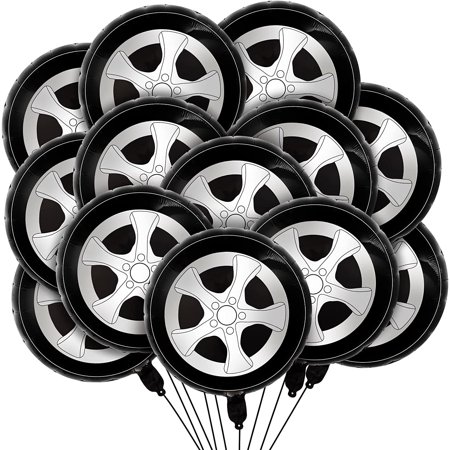 XD2-12 Pcs Wheel Balloons 18 Inch Race Car Tire Balloons Race Car Theme Party Decorations Birthday Party Supplies Gender Reveal Decorations for Men Wedding*2