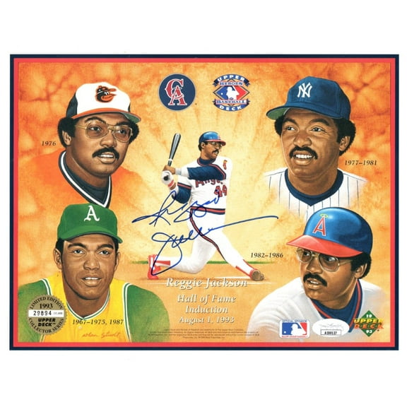 Reggie Jackson Signed Autograph 8.5X11 Photo Upper Deck Collage 1993 JSA AE80127