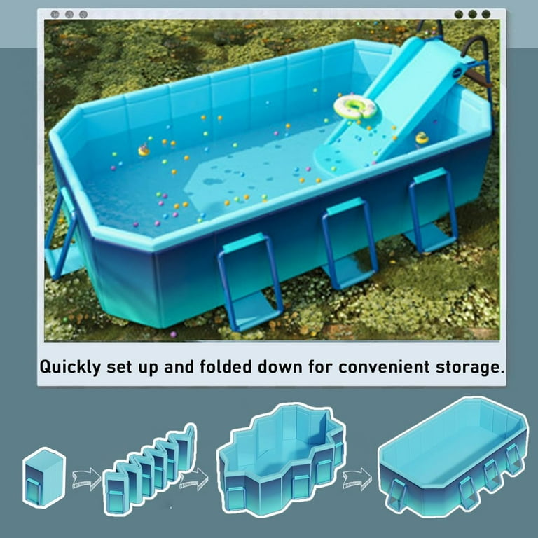Hard Plastic Kiddie Pool Large Foldable Pool, Non-Inflatable Kids