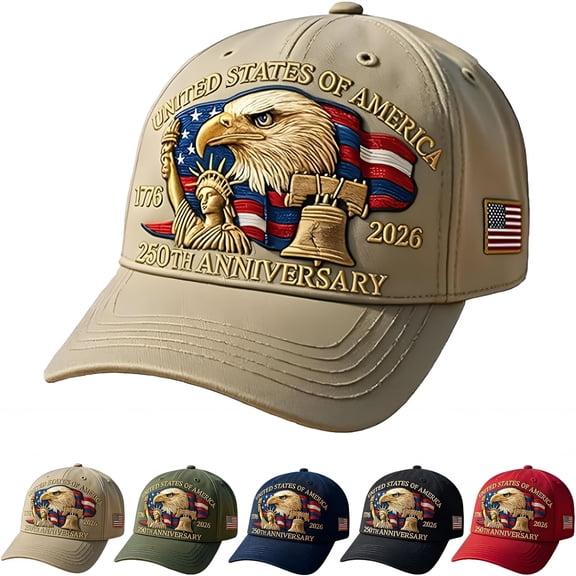 TELOLY Eagle & Liberty – United States 250th Anniversary Hat, Adjustable Cotton Printed Patriotic Baseball Cap for Men Women