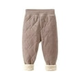 thumbnail image 3 of Loopsun Kids Fall Winter Long Pants, Toddler Quilted Pants, Boys and Girls Fleece Thickened School Uniform Inner Wear Warm Leggings Long Pants Coffee, 4-5Years, 3 of 5