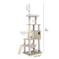 thumbnail image 2 of Dextrus 69" Wooden Cat Tree with Condo,Cat Tower Indoor with Self-Grooming Brush,Hammock, Scratch Post, Board and Detachable Cushions,for Kittens and Large Cats ,Greige, 2 of 6