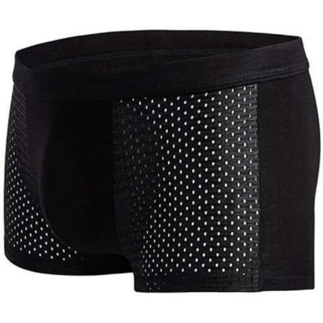 Calzoncillos bóxer sexys para hombre, de malla hueca, de color liso, con forma de U, suaves, cómodos, transpirables, de tiro medio, lavables a mano, color negro, talla XL