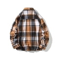 thumbnail image 3 of Men's Casual Plaid Shirt Plus Size Color Block Button Down Shirt Loose Fit Lapel Long Sleeve Shirt, 3 of 3