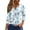Light Blue, variant on WTOBBY Women's Floral Print V-Neck 3/4 Sleeve Loose Fit Versatile Blouse Top for Casual Spring Fall Fashion and Everyday Comfortable Outfits,Blue L