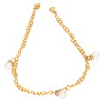 thumbnail image 2 of Collar con colgante de 3 perlas, cadena de barril, colgante de letras, collar de diamantes de imitación, bolsa, cadena de zapatos, dorado, 2 of 12