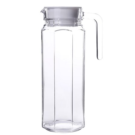 on Sale Hecteas Glass&Bottle,1Xwater Bottle,Beverage Pitcher Hot Cold Pitcher Iced Tea Spout Cold Water Pitcher Milk with Handle Indoor Outdoor Pc and Lid Cafe Juice Jug