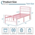 thumbnail image 2 of Maenizi 16 inch Tall Twin Bed Frames with Headboard and Footboard, Heavy Duty Metal Platform Bed Frame Twin No Box Spring Needed, Easy Assembly, Under Bed Storage, Noise Free, Pink, 2 of 7